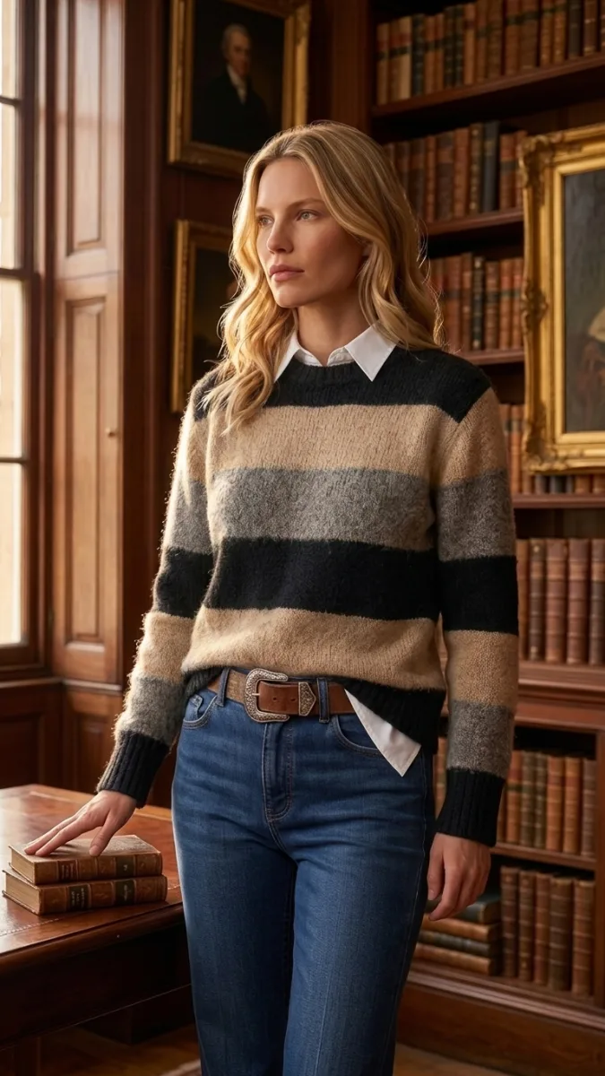 Sweater Sixties rayas - Negro