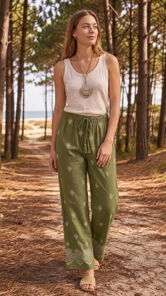 Palazzo Loreto - Verde · pantalon de mujer · Vitreaux Boutique