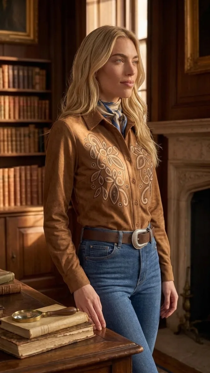 Camisaco Ale Gamusa Bordada - Camel · abrigos de mujer · Vitreaux Boutique